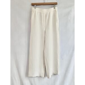 Aritzia Wilfred Wide Leg Pant MEDIUM Cream Crepe Pull On Dress Trousers Women